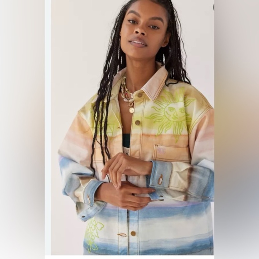 BDG, Vintage-Inspired Embroidered Shacket with Sun & Floral Details